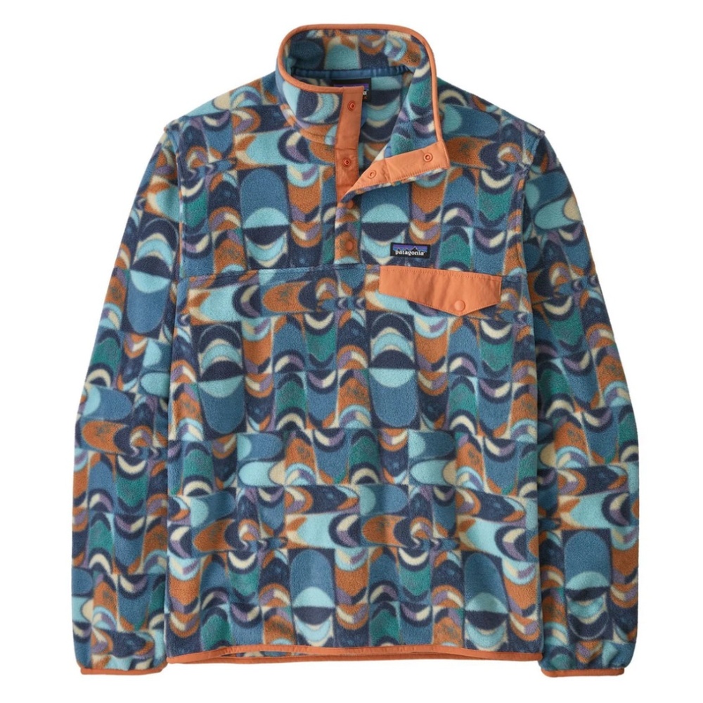 Patagonia Men's Lightweight Synchilla Snap-T - Swallowtail Geo: Still Blue - NWT